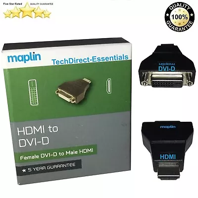 DVI-D Female Socket To HDMI Male Plug Adapter Converter RRP £12.99 • £3.59