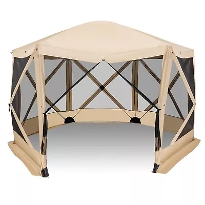 Costway 346 X 346 Cm Pop-up Screen House Tent 6-Sided Camping Gazebo 8 People • £149.95