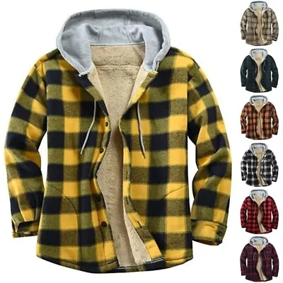 Mens Fleece Warm Button Up Shirt Jacket Travel Casual Thick Outwear Tops Coats • $45.67