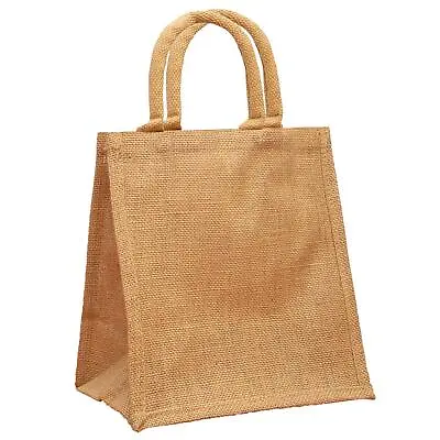 Small Jute Shopping Bag Hessian Eco-Reusable Gift Tote Lunch Handbag (H25xW24) • £3.99