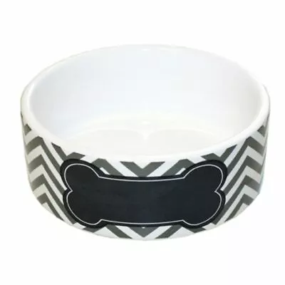 £9.45 • Buy Happy Pet Chevron Dog Bowl Grey Puppy Food & Water Ceramic Feeding Dish 3 Sizes