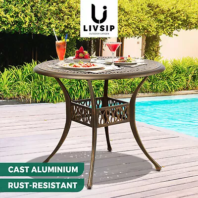 $229.90 • Buy Livsip Garden Table Bronze Cast Aluminium Outdoor Patio Dining Side Table 75cm