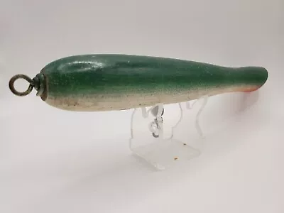 Vintage Antique Wooden Fishing Lure 7.25  Green Darter Homemade Stan Gibs Style • $12.99