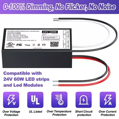 Dimmable LED Driver 60W For Lutron Dimmer ELV/MLV/Triac AC To DC LED Transforme • $34.98