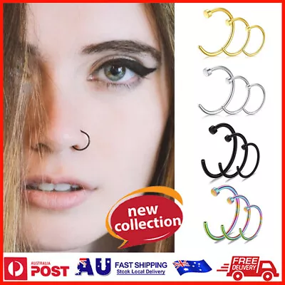 $2.45 • Buy Unisex Small Fake Nose Ring Ear Lip Body Piercing Jewellery Silver Gold Black