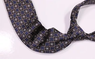 Eton Current Navy Bue/Brown Jacquard Woven Silk Necktie Tie • $35