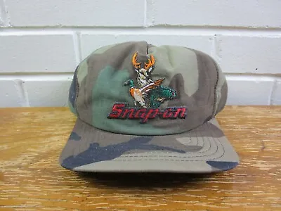 Vintage Snap-On Tools Deer Hunting & Fishing Camo Trucker Mesh Snapback Hat 80s • $29.98