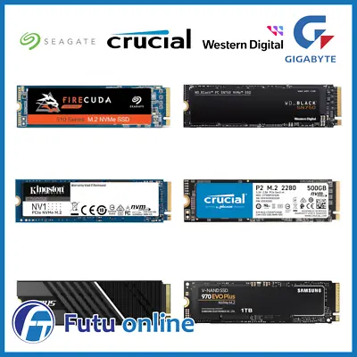 $75 • Buy SSD 500GB 1TB 2TB 4TB Samsung WD Crucial Solid State Drive PCIe SATA NVMe M.2 