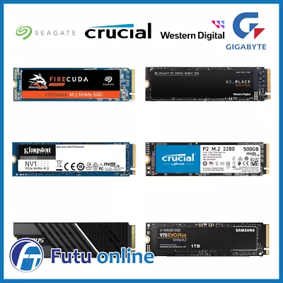 $75 • Buy SSD 500GB 1TB 2TB 4TB Samsung WD Crucial Solid State Drive PCIe SATA NVMe M.2 