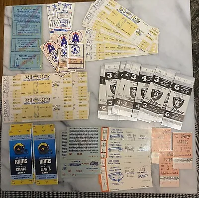 Sports Ticket Stubs Vintage Lot Angels Dodgers 81-82 Lakers Raiders Most Unused • $70