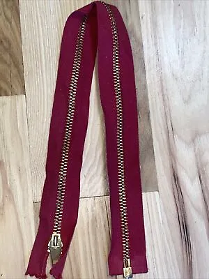 Vintage NOS 18  Conmar Conmatic Separating Brass Zipper Cotton HBT Burgundy • $4.50