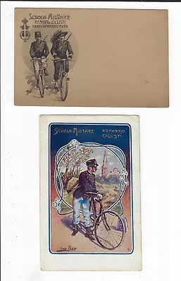 2 Italian Military Postcards Bicycle Military School  By Puggi Art Nouveau P1182 • $26