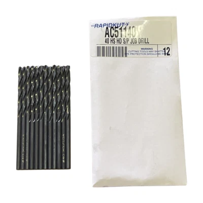 $12.99 • Buy RapidKut #40 Drill Bit HSS Heavy Duty 135° Jobber Length Drills 12 Pack USA Made