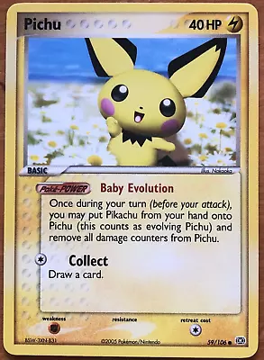 2005 Pokémon TCG Pichu EX Emerald 59/106 Non-Holo • $3