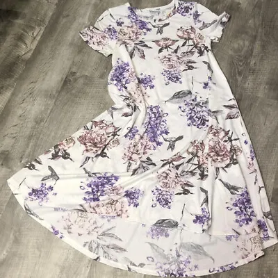 Lularoe Carly Hummingbirds Hydrangeas & Cabbage Roses Small S New W Tags UNICORN • $108