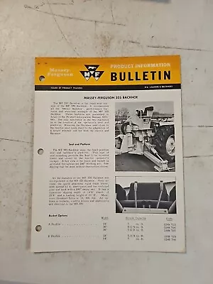 Vintage 1965 Massey Ferguson 325 Backhoe Product Information Bulletin  • $10.75