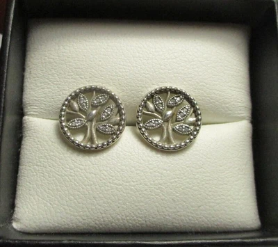$38 • Buy PANDORA Earring Studs - Sparkling Family Tree - 297843CZ