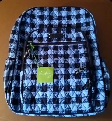 Vera Bradley Campus Backpack Ribbons Plaid Alpine Check NWT Blue • $42.98