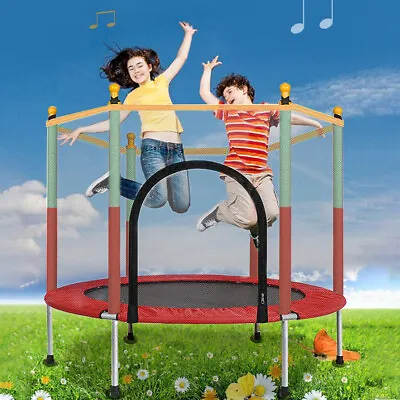 5FT Kid Trampoline With Safety Net Enclosure Children Outdoor Garden Fun Toy • £36.69