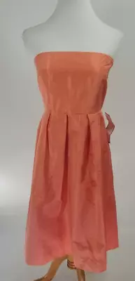 J Crew Dress Size 6 Lorelei Silk Taffeta Strapless W/ Pockets Papaya Orange New • $37.99