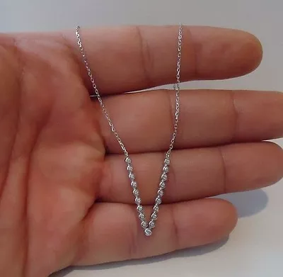 $43.18 • Buy V - Shape Necklace Pendant .75 Ct Lab Created Diamonds / 925 Sterling Silver 