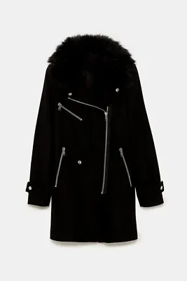 $149 • Buy Zara Manteco Women Combined Biker Wool Coat Jacket 7825/744 Size S NWT