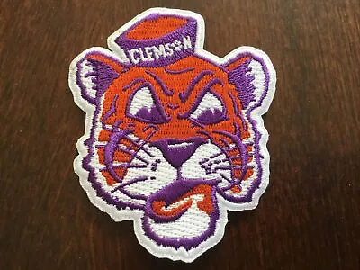 Clemson University Tigers VINTAGE EMBROIDERED IRON - Sew  ON PATCH 3  X 2.5” • $5.99