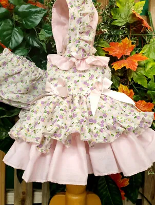Dream Baby Girls Lilac Pink Puffball Dress Bonnet Pants Clothes Set Or Reborn • £33.99