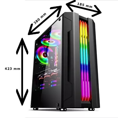 PC Gaming Case Chassis Tempered Glass RGB Fan Computer ATX Mid-Tower • $80