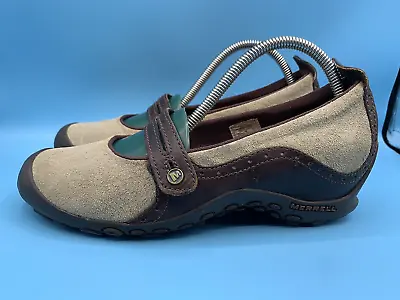 MERRELL Plaza Bandeau Dark Taupe Leather Mary Jane Comfort Shoes Women's Sz 8.5 • $39.99