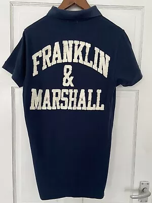 FRANKLIN & MARSHALL Sweatshirt Men’s Blue Short Sleeve 3D Textured Logo UK M • £14