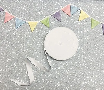 White Bunting Tape 1  Wide (25mm) 100% Cotton- Perfect For Wedding Bunting! • £4.99