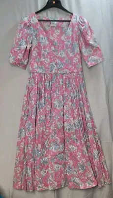 Laura Ashley Vintage Women's  Midi Pink Floral Dress 14 • $69