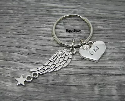 Personalised Silver Alloy Angel Wing & Star With Family Themed Charm Keyring • £3.50