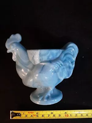 Vtg  IMPERIAL  Boyd  EGG CUP BLUE Slag Glass ROOSTER Chicken 5   • $49