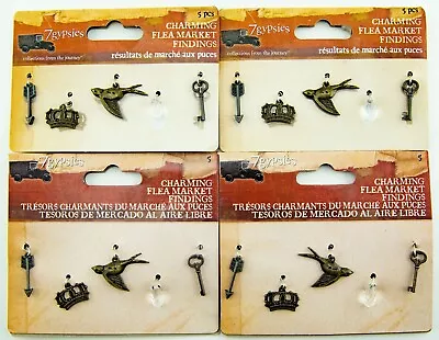 7gypsies Charming Flea Market Findings Dimensional Metal Charms 20pc Lot 4 Packs • $11.95