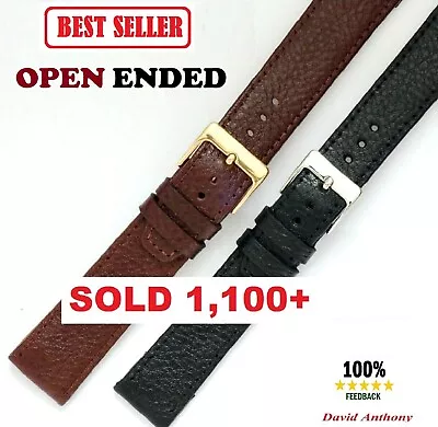 Genuine LEATHER WATCH STRAP Luxury Open End Ended Italian Calf 16mm 18mm 20mm • £9.95