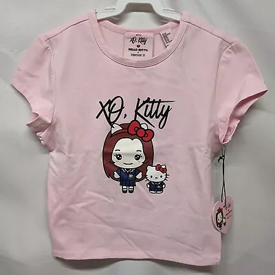 XO Kitty Hello Kitty Graphic Pink Crop T Shirt XS Forever 21 Sanrio Netflix NWT • £33.72