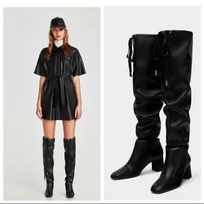 Zara Thigh High Over The Knee Black Boots Size 36 • $45