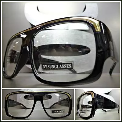 Mens VINTAGE HIP HOP RAPPER Style Clear Lens EYE GLASSES Large Thick Black Frame • $14.99