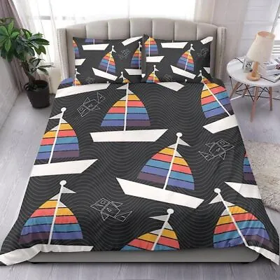 Boats Sailing Duvet Cover And Pillow Covers - Boats Bedding Set -Boats Bed Cover • £57