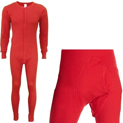 Red Union Suit Thermals One Piece Long Johns Full Body Warm Winter Pajamas • $44.99