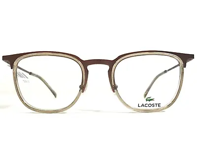 Lacoste Eyeglasses Frames L2264 705 Brown Clear Round Full Rim 49-21-145 • $34.99