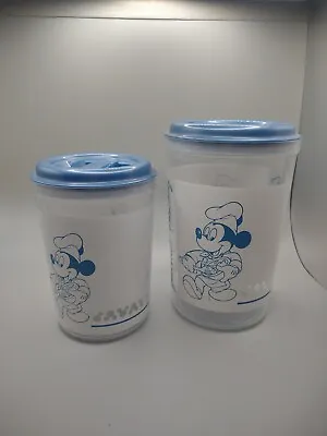Vintage Disney Gourmet Chef Mickey Mouse Set Of 2 Plastic Canisters Dynaware • $34.99