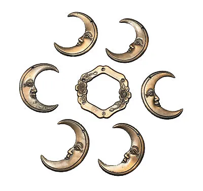 VTG MOBILE KIT Metal Copper Toned Anthropomorphic Crescent Moon  Celestial 7 PCs • $22