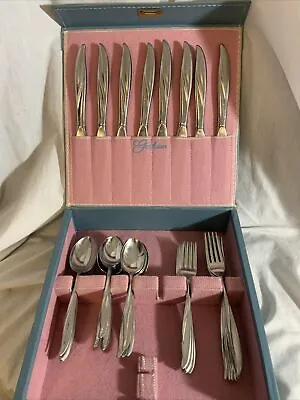 Vintage 39 Piece Gorham Stegor WAIKIKI Stainless Flatware With Storage Case • $35.96