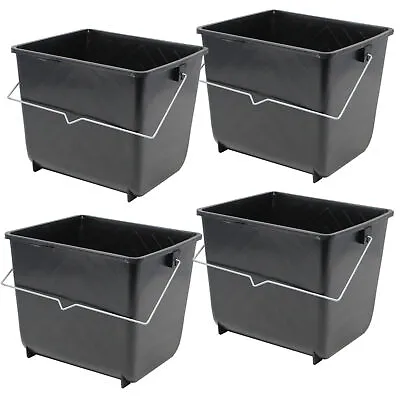 £8.95 • Buy 4 Pcs 5 Litres Black Paint Ribbed Scuttle Metal Handle Rollers Plastic Bucket