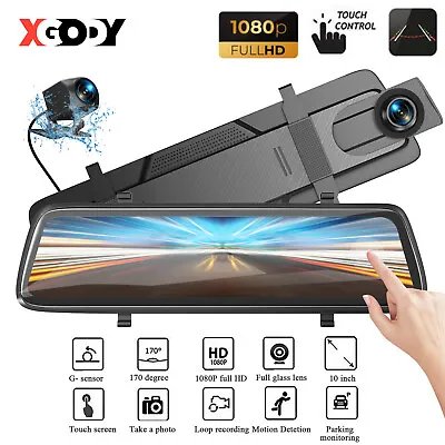 Car DVR 1080P Dash Camera 10  Front Rear View Cam Tail Reversing Mirror Recorder • $56.99