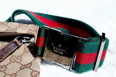 Auth GUCCI GG Canvas Web Sherry Line Waist Bag (28566) • $246.13