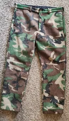 VINTAGE CABELAS WHITETAIL FLEECE CAMO HUNTING PANTS XXL 2XL USA 36 X 32 • $24.99